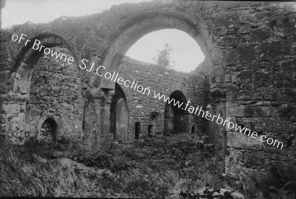 CREEVALEA ABBEY SOUTH CHAPELS THROUGH NAVE WINDOWS